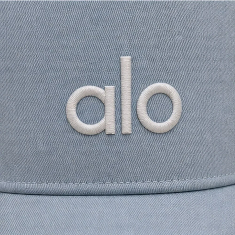 ALO Yoga Mist Blue Gray Tennis Mesh Trucker Cap Hat Logo